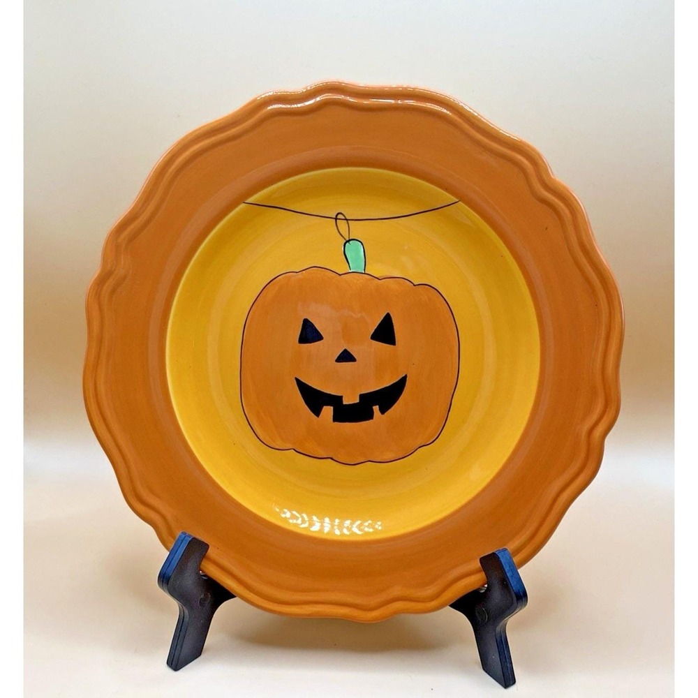 Vintage MESA Halloween Jack o' Lantern Pumpkin Luncheon Cookie Plate 8"